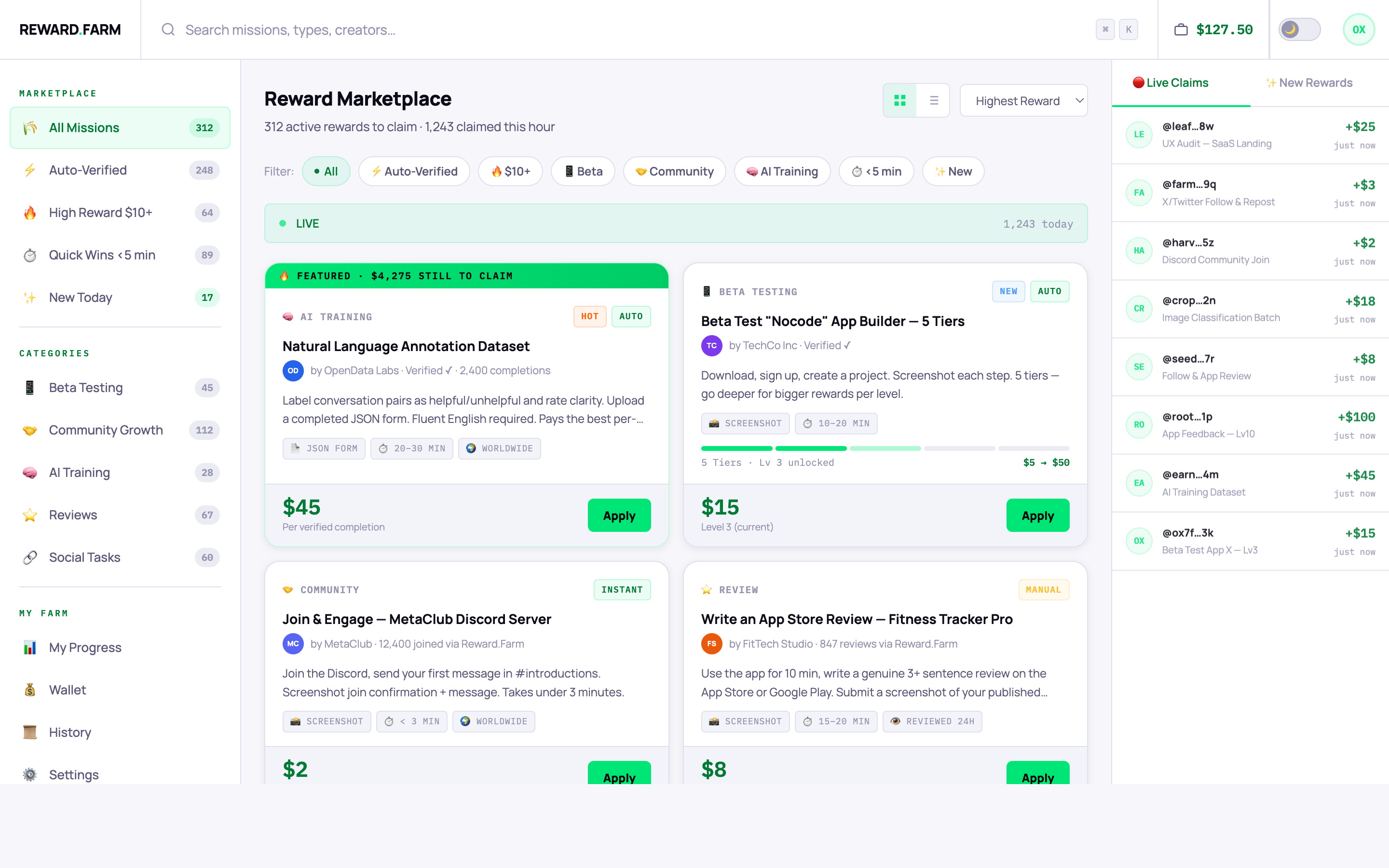 Reward.Farm Marketplace