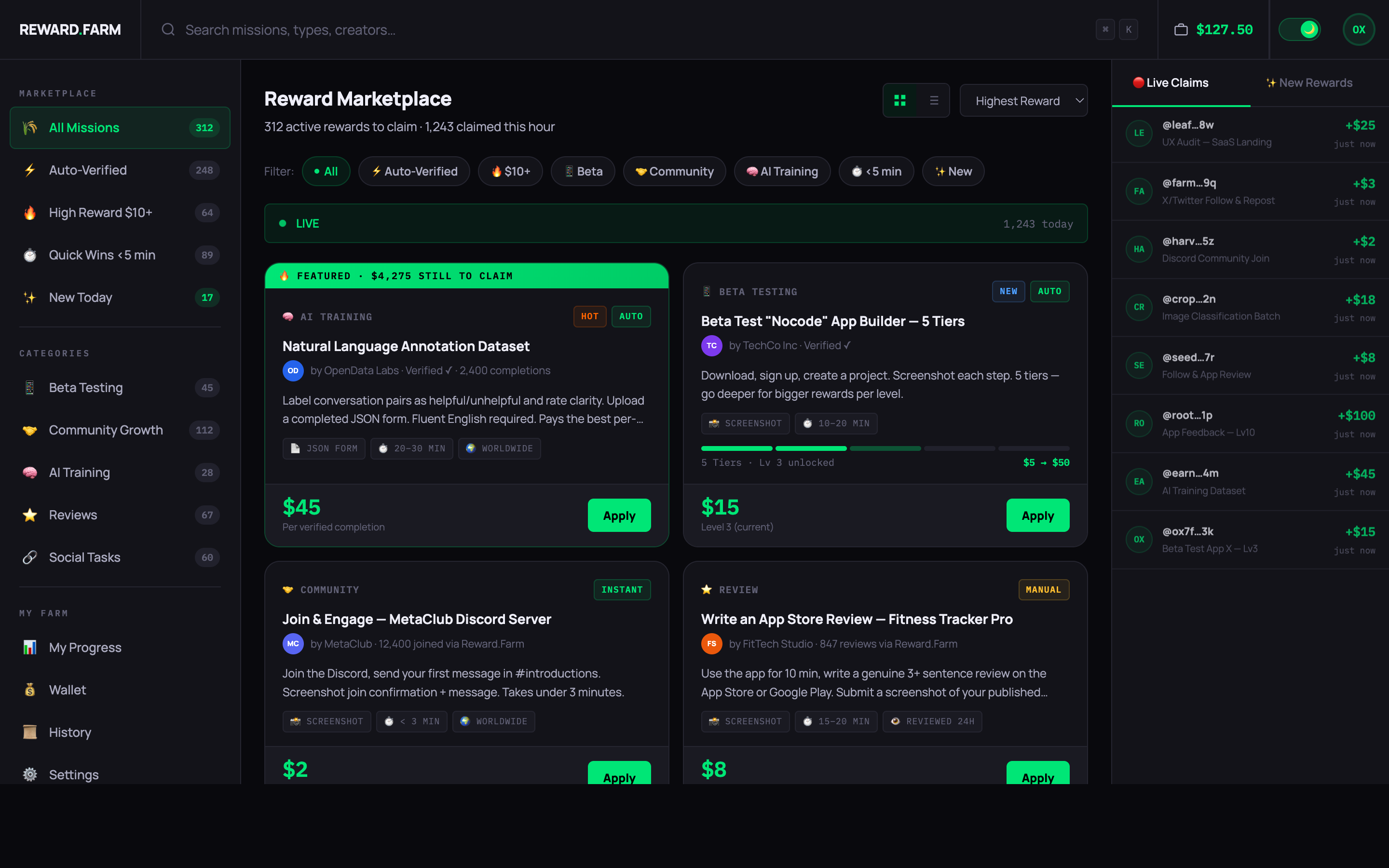 Reward.Farm Marketplace